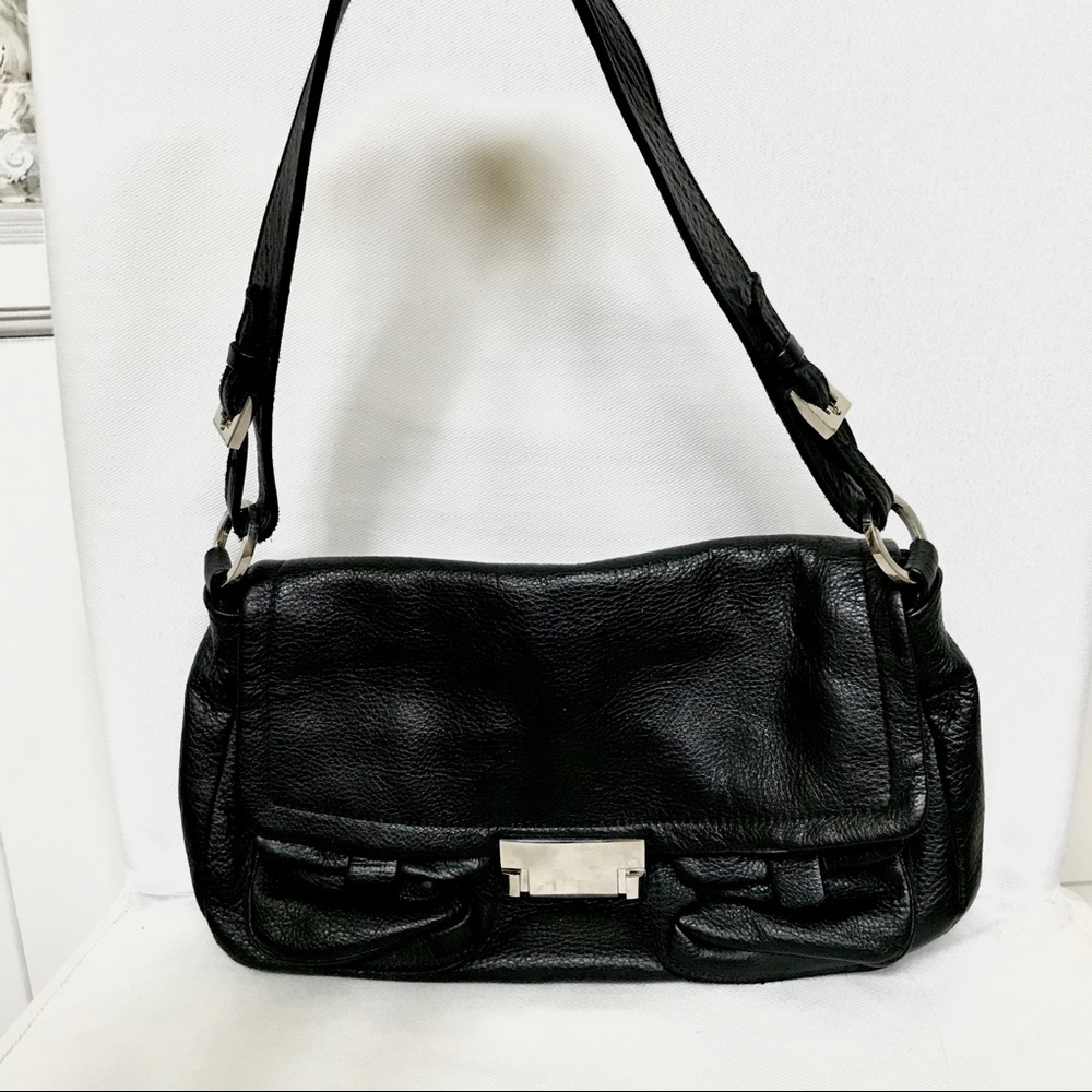 Vintage Carla Mancini Black Leather Small Handbag